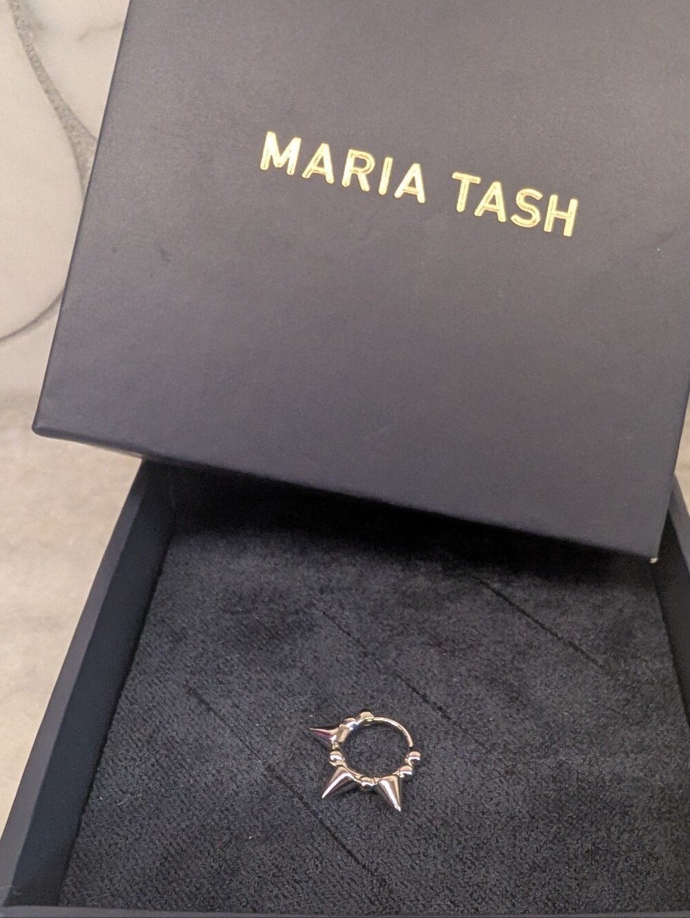 Maria Tash Granulated Triple Spike Hoop WG